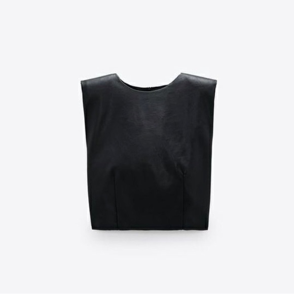 Zara Faux Leather Shoulder Pad Shirt - Picture 2 of 2